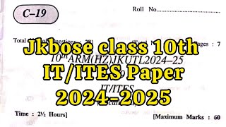 class 10th  it/ites  paper 2025 | jkbose class 10th it/ites  paper 2025-2025 #informationtechnology 