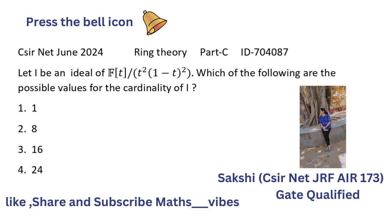 Csir Net July 2024 || Ring Theory || Part-C , ID-704087 Detailed Solution By Sakshi 