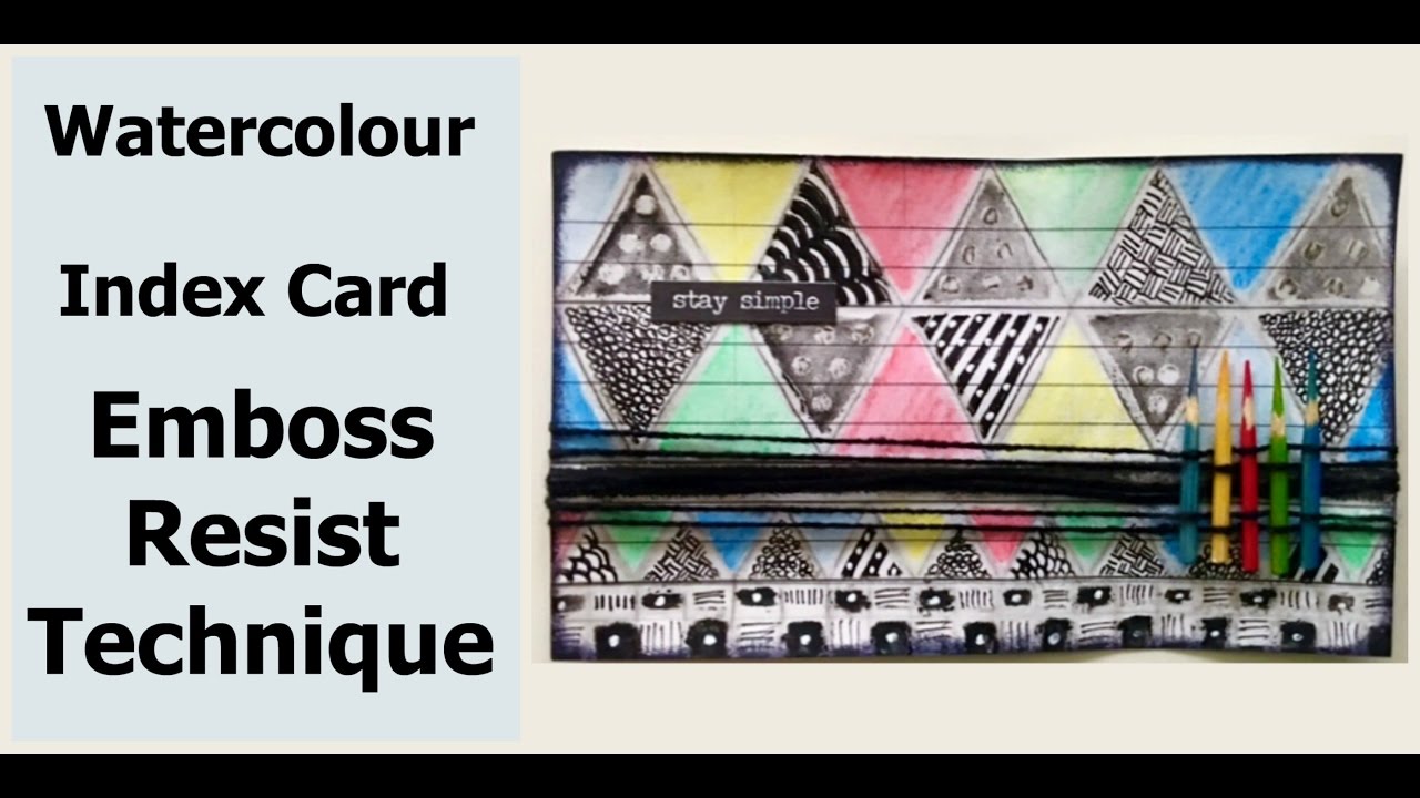 Watercolour Index card | Emboss resist technique | - YouTube