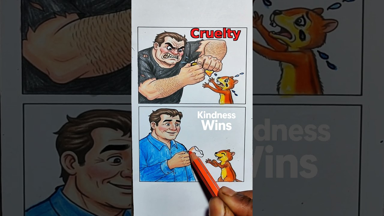 😡 Cruelty Hurts ❌ |  Kindness Always Wins ✔️ | Moral Drawing Shorts