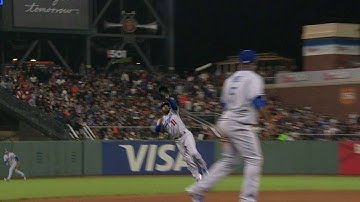 LAD@SF: Rollins jumps to snag a line drive