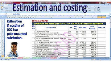 Estimation and costing of 100 kva substation || 100 kva, 11/0.4kv pole-mounted substation costing