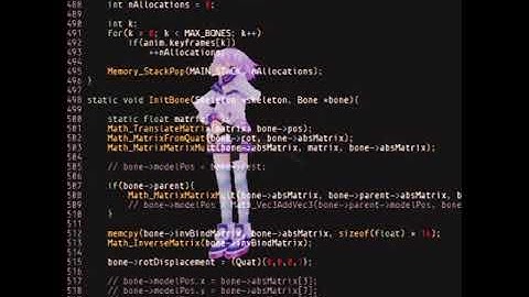 zim - openGL text editor + 3d rigged mesh