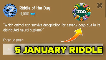 Riddle Of The Day Zoo 5 January | Zoo Riddle Of The Day 5 January | Riddle Of The Day Code Zoo