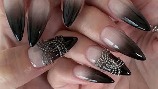 [sub] 돈 굳었다! 에어브러쉬 없이도 굴욕 1도 없는 블랙그라데이션 네일 | ASMR | nail tutorial | black gradient nails