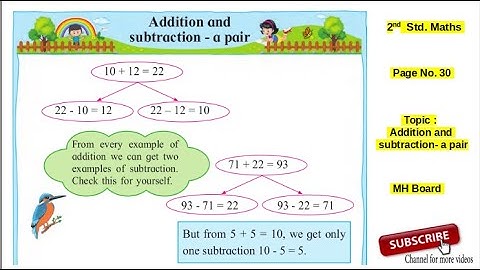 2nd Std Maths Addition and subtraction a pair Page 30 & 31 - MH Board - Hindi Explanation