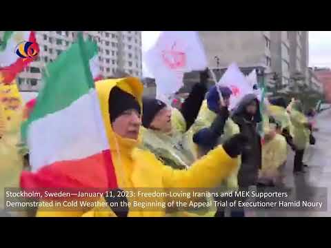 Stockholm—Jan 11, 2023: MEK Supporters Rally on the Beginning of the Appeal Trial of Noury - Part1