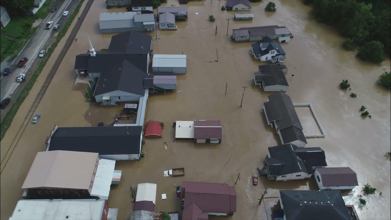 Eastern Kentucky flooding 2022 Drone footage shows Chavies, Garrett, Hazard, KY underwater