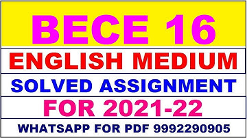 BECE 16 Solved Assignment 2021-22 in ENGLISH,  Whatsapp For Pdf  9992290905.
