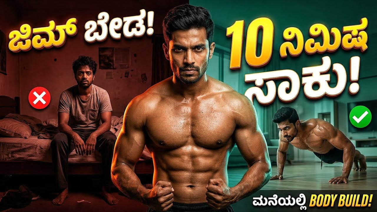 ಮನೆಯಲ್ಲಿ 10 ನಿಮಿಷ Workout ಮಾಡಿದ್ರೆ BODY BUILD ಆಗುತ್ತಾ? 💪 | How to grow body at home 