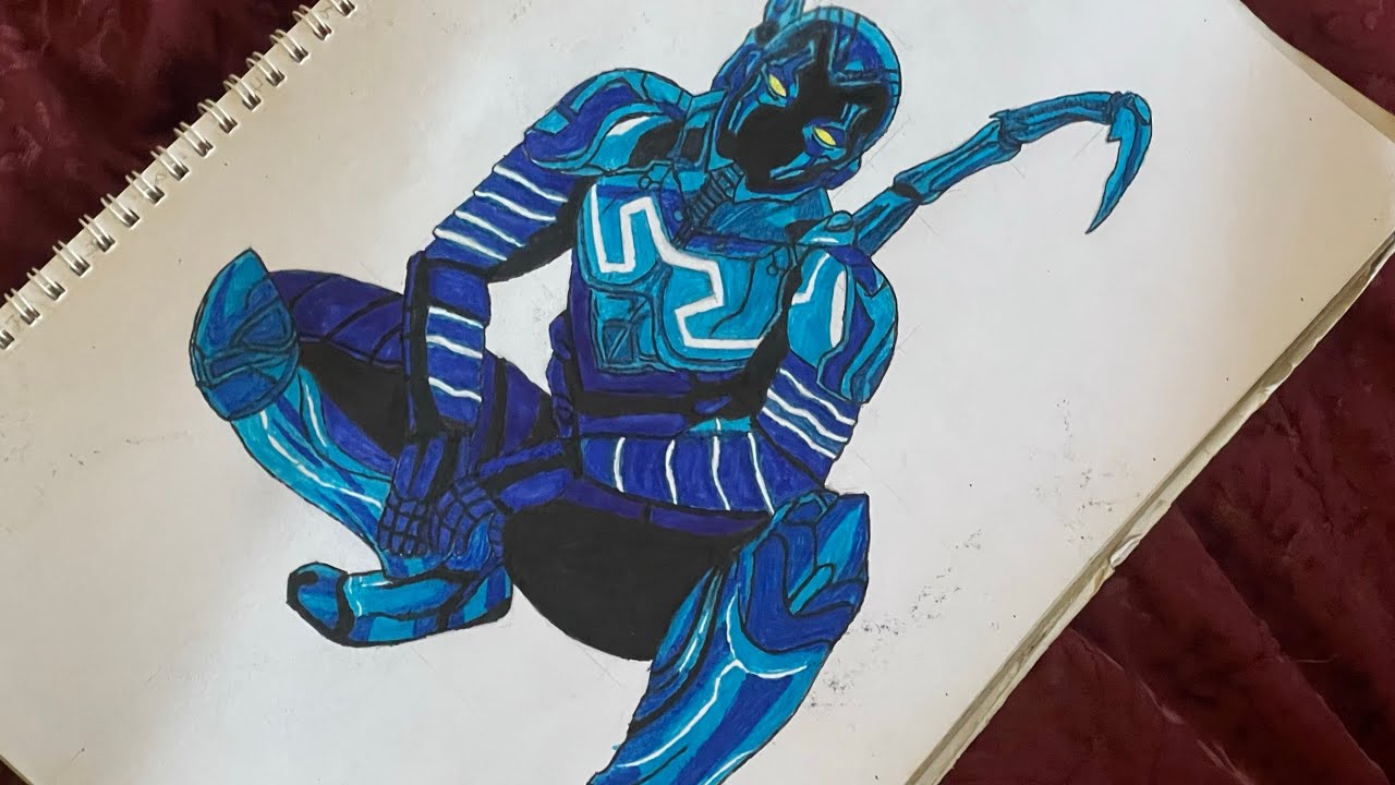 Drawing and coloring of blue beetle tutorials 