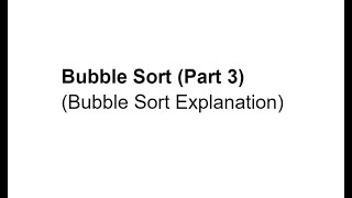 Bubble Sort (part 3)