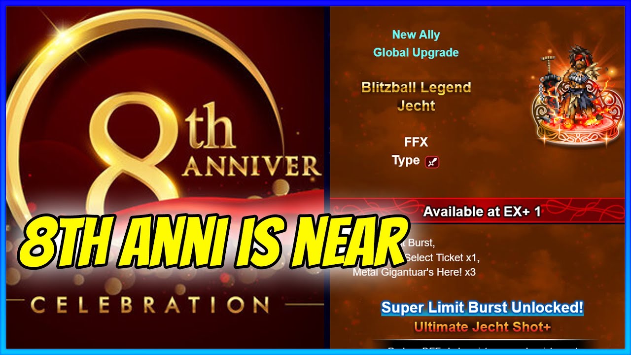 We get Jecht buffs and a 8th Anniversary Countdown login. Anniversary is getting closer! [FFBE]