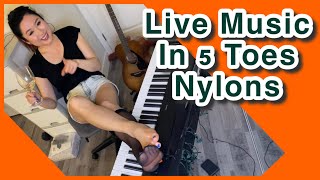 Music in Pantyhose Nylons, Live Stream Piano Guitar in Tights Hosiery Stockings