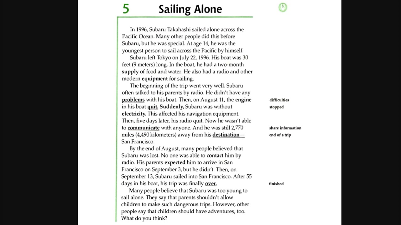 Facts and Figures - Unit 7: Exploration and Adventure - Lesson 5: Sailing Alone