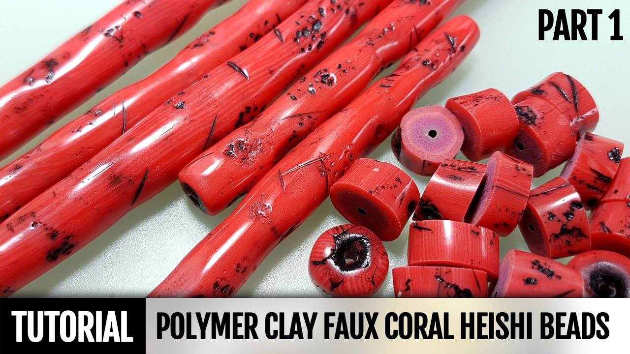 DIY Part 1. Polymer Clay Faux Coral Heishi Beads - Imitation Technique