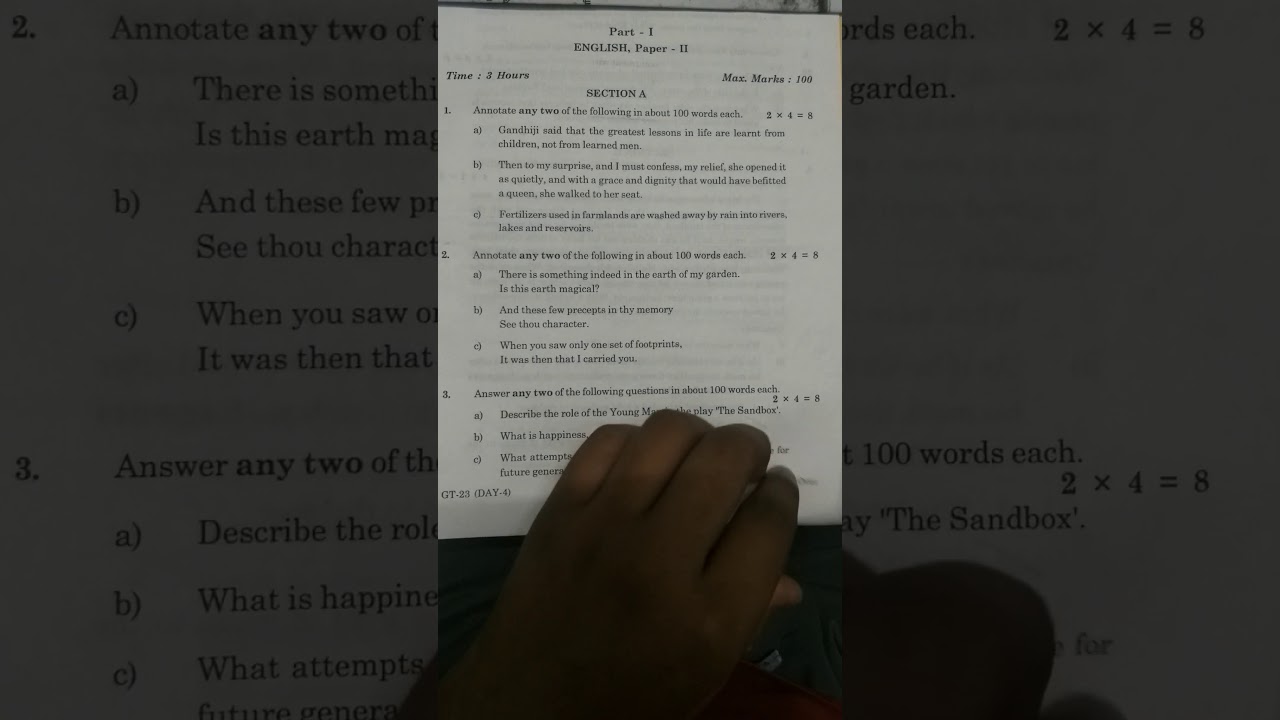 Ts inter 2nd year English 2020 paper 