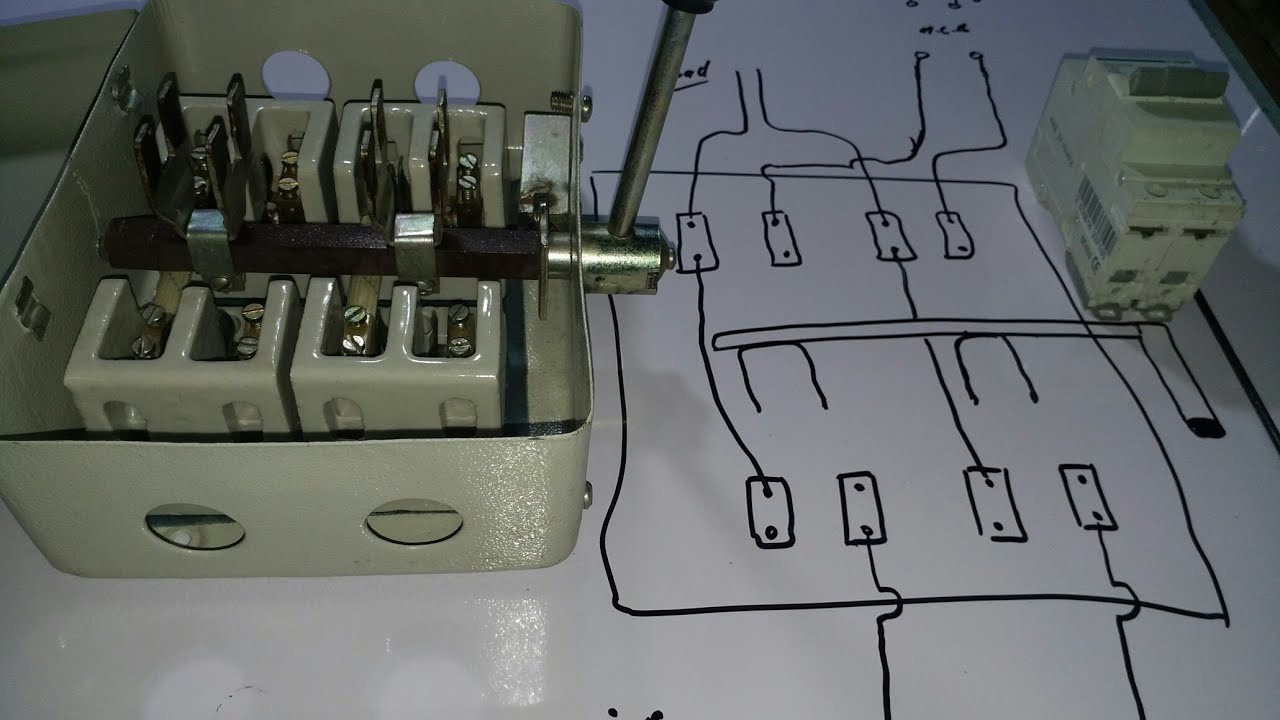 How to do double pole changeover switch connection. YouTube