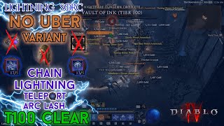 Diablo 4 - No Uber Version Teleport Chain Lightning Arc Lash Sorcerer Vault Tier 100 [Season 3]