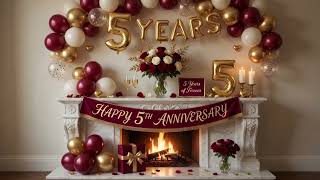 5th Anniversary Fireplace Background 3 Hours 💕 Happy Anniversary Ambience Screensaver | 4K