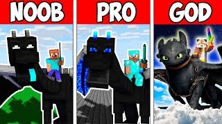 Minecraft NOOB vs PRO vs GOD : HOW TO TRAIN YOUR DRAGON CHALLENGE in Minecraft Animation