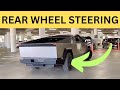 Tesla Cybertruck Showcases Rear Wheel Steering Inside Parking Garage