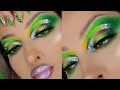 Lime Green Double Cut Glitter Crease w/glossy lips | Makeup Tutorial