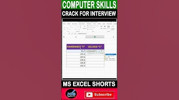 EXCEL FORMULA FOR INTERVIEW CONVERT F TO C #shorts #Excel #viral