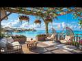 Tropical Beach Cafe Ambience with Positive Bossa Nova Jazz Music &amp; Wave Sounds for Uplifting the day