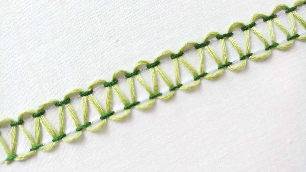 Hand embroidery tutorial of Stepped Running Stitch - YouTube