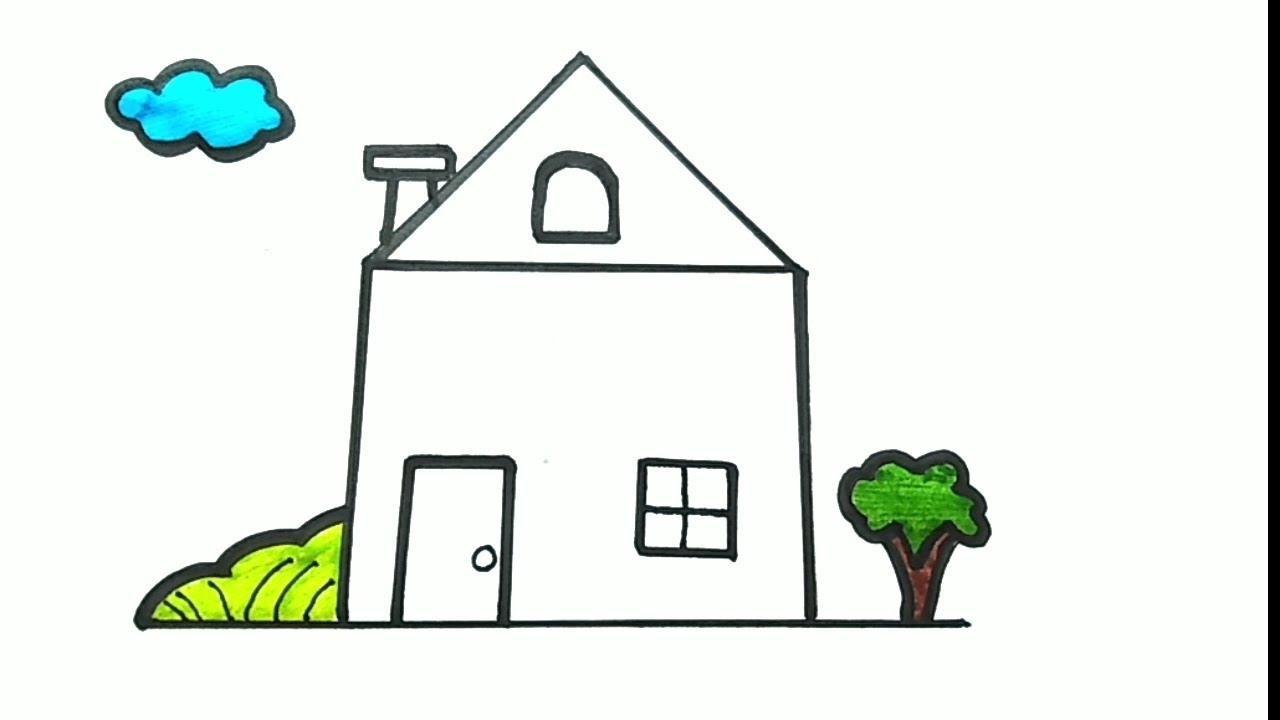 how to draw house easy step by step. Draw house and tree. YouTube