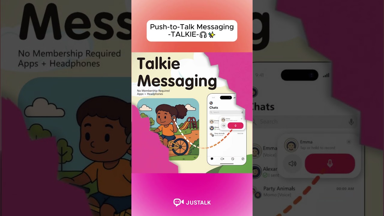 🚀 PUSH TO TALK – CHAT ANYWHERE!— kids can send voice messages instantly with just one push 🎧💬