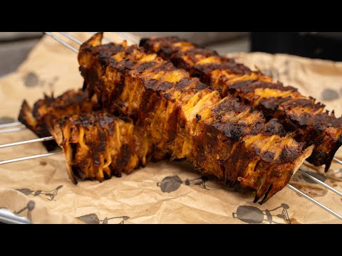 Ground beef wrap skewer from the grill – crispy, juicy & extremely easy