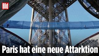 Mutprobe am Eiffelturm: Schwebebrücke in 60 Metern Höhe sorgt für Nervenkitzel