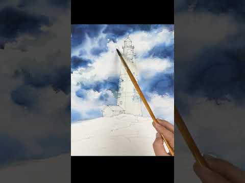 #Shorts Landscape Watercolor - Before the Storm (Masking Work, <strong>wet</strong>-<strong>in</strong>-<strong>wet</strong>, Arches rough)NAMIL ART