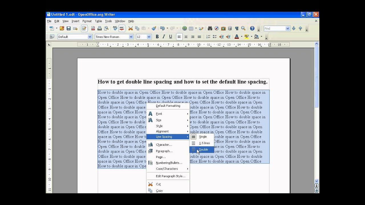 Open Office How To Get Double Line Spacing.