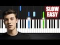 Shawn Mendes - Stitches - SLOW EASY Piano Tutorial by PlutaX