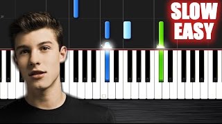 Video thumbnail of "Shawn Mendes - Stitches - SLOW EASY Piano Tutorial by PlutaX"