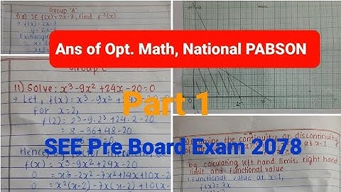Opt.Math:Questions,Answers of National PABSON:Pre SEE Board Exam 2078 by Shreesha