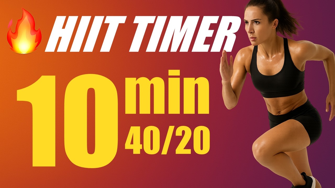 Quick Sweat 🔥 10-Min HIIT Timer | 40s On / 20s Off | Voice Only, No Music