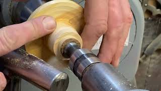 Woodturning a miniature cowboy hat with seasoned wood