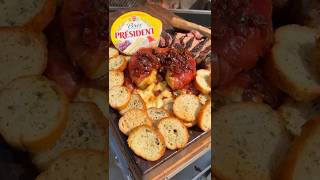 Grilled Prosciutto Wrapped Président Brie with Candied Bacon Jam