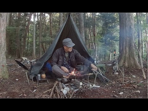 【チャン爺のソロキャンプ】初秋の森で一人　グリルパンでペペロンチーノ＆ひれ酒呑んでタープ泊　2023.10下旬 天狗森キャンプ場