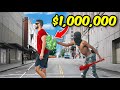 BlindMan walking in the hood with a $1,000,000 clear backpack!