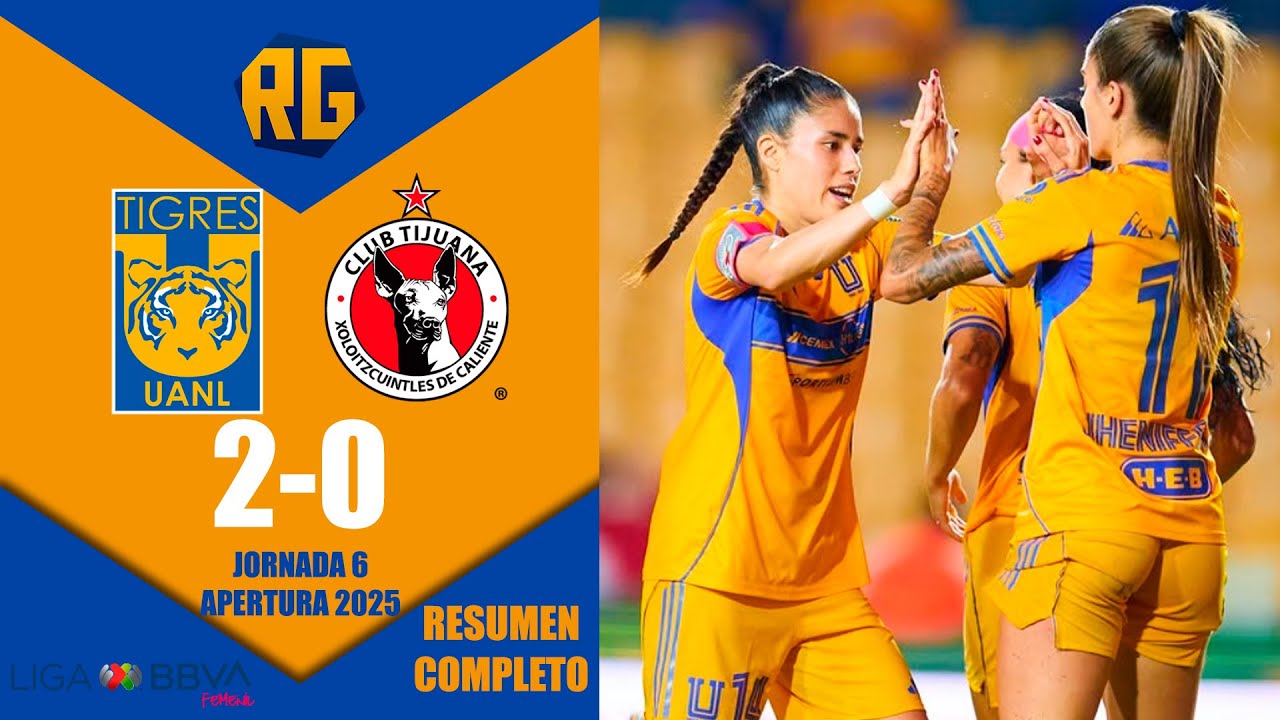 TIGRES FEMENIL VS TIJUANA 2-0 | RESUMEN | Liga Mx - Jornada 6 Apertura ...