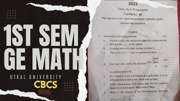 1st Semester GE Math 2023 Question paper | Utkal university cbcs 2023 Ge 1 math Questions