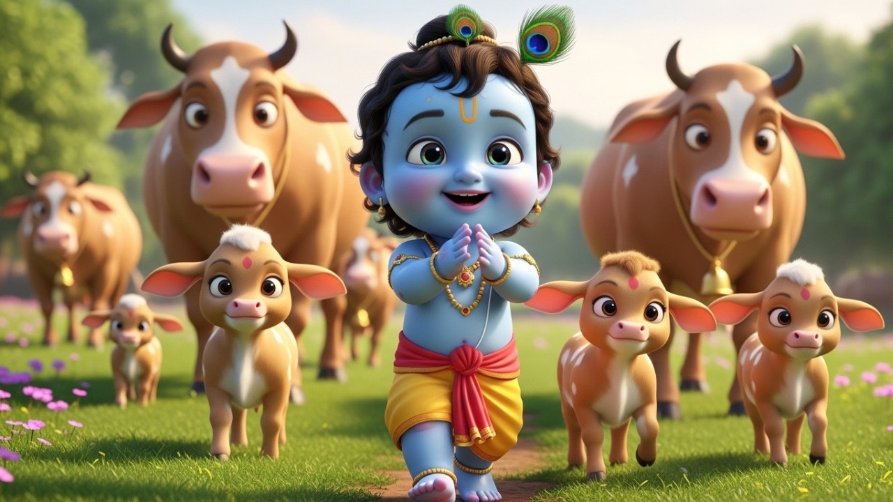 छोटी छोटी गैया छोटे छोटे ग्वाल | Choti Choti Gaiya | Little Krishna Song for Kids | krishna Bhajan 9