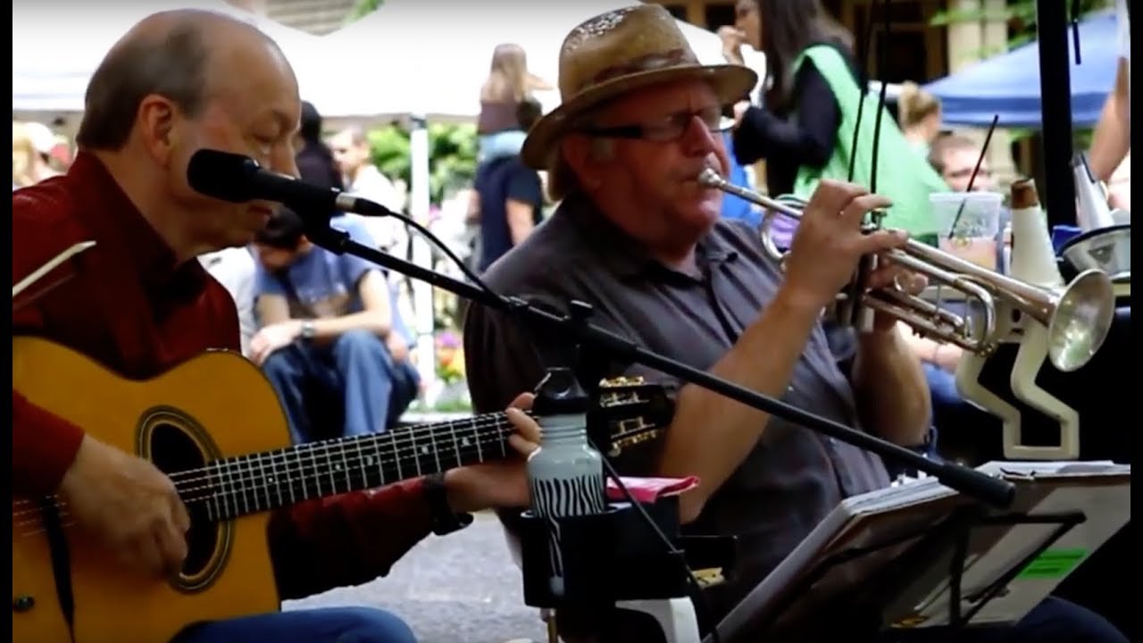 Guitars, Trumpet, Violin & Vocal Performance by Band Gypsy Jazz West @ Portland Markets