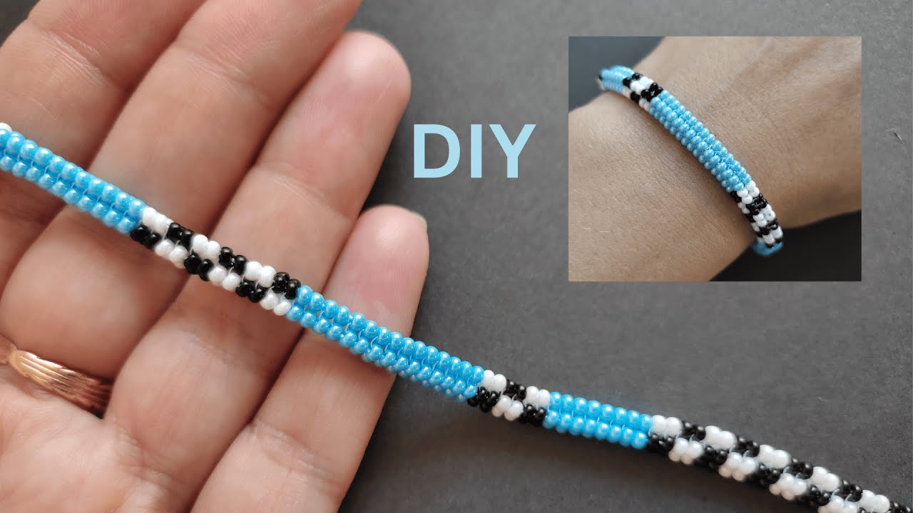 You can make this beading pattern in 10 minutes. Seed beads bracelet  tutorial. 