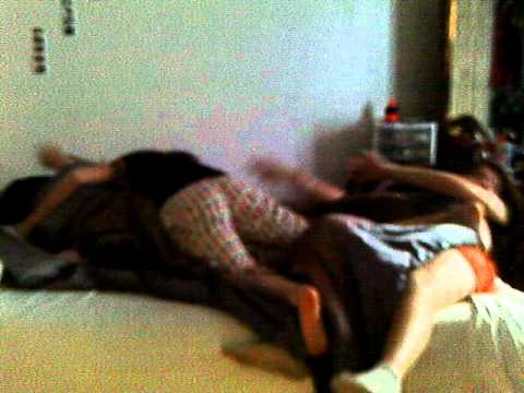 bailey tarin and karen wrestling on the bed